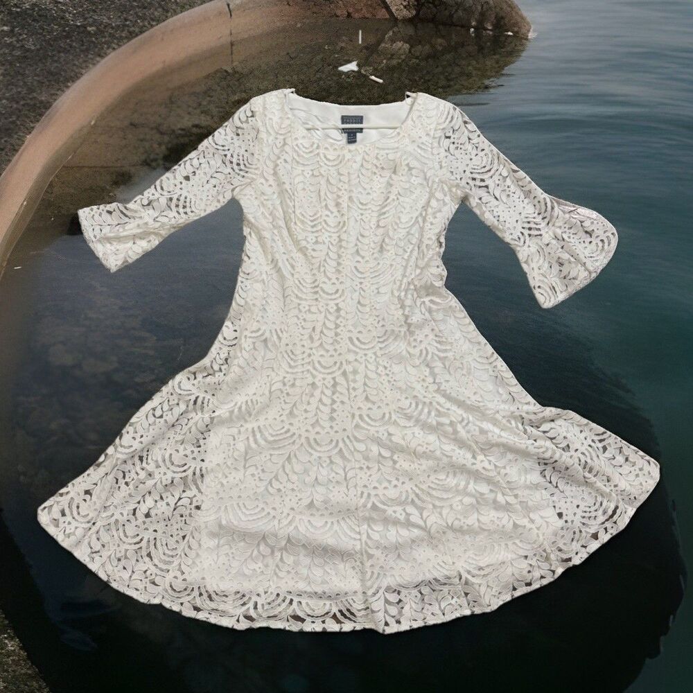 NWT Rabbit Rabbit Rabbit Lace fluffy Midi Dress Women's Sz 6 Boho Fairycore - Picture 5 of 7